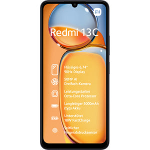 Smartphone Xiaomi Redmi 13C 6,74" ARM Cortex-A55 MediaTek Helio G85 6 GB RAM 128 GB Preto